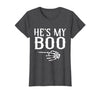 Skeleton Couple Halloween Costume Cute Couples He's My Boo Skeleton Matching Couple Halloween T-Shirt - Dark Heather Grey