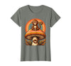 Mademark Monkey Perched on Giant Mushroom Illustration T-Shirt - Women - Olive Heather