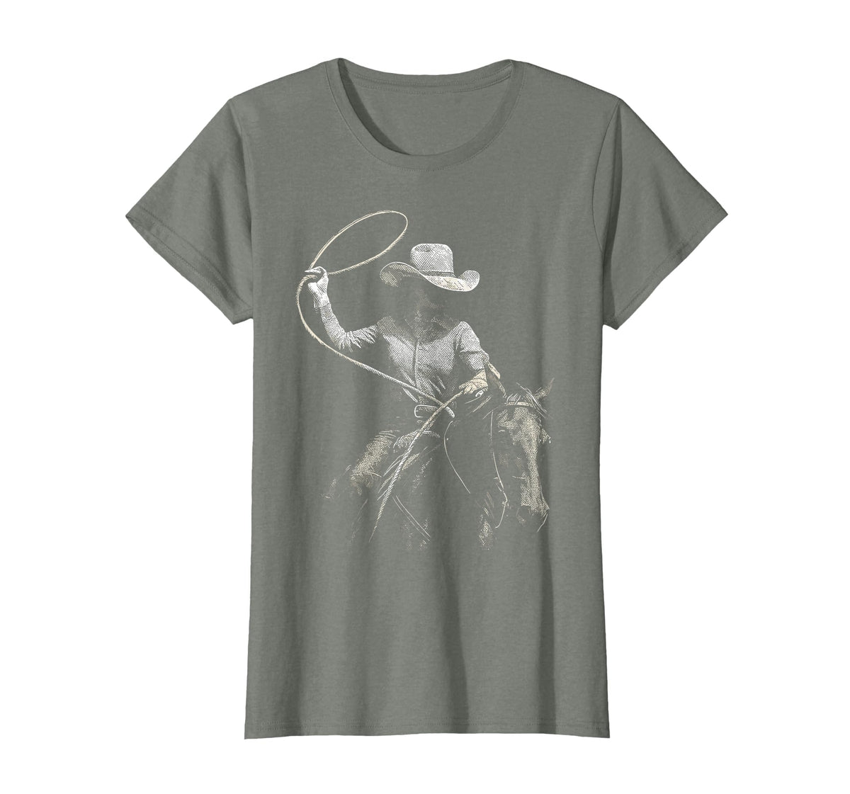 Cowgirl Western Rodeo Rodeo Cowgirl Western Horse T-Shirt - Olive Heather