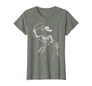 Cowgirl Western Rodeo Rodeo Cowgirl Western Horse T-Shirt - Olive Heather