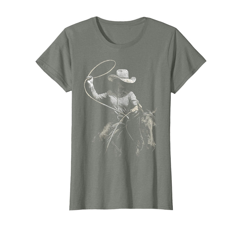 Cowgirl Western Rodeo Rodeo Cowgirl Western Horse T-Shirt - Olive Heather