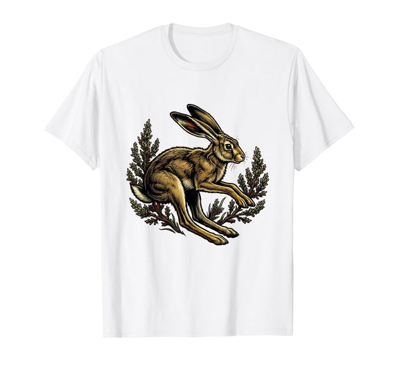 Mademark Men's Jackrabbit Sprinting Through Sagebrush Field T-Shirt - White