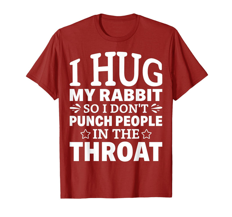 I Hug My Rabbit I Easter Bunny Design Lionhead Rabbit T-Shirt in Cranberry Red