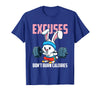 Excuses Don't Burn Calories Rabbit Fitness Gym Bunny T-Shirt in Royal Blue