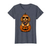 Funny Retro Maltipoo mom Halloween Spooky Cavapoo Pumpkin Halloween Doodle Dog Lover T-Shirt - Heather Blue