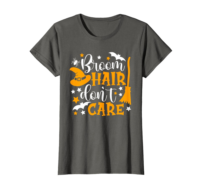 Broom Hair Don't Care Shirt Funny Halloween Witch Spooky T-Shirt - Asphalt Grey