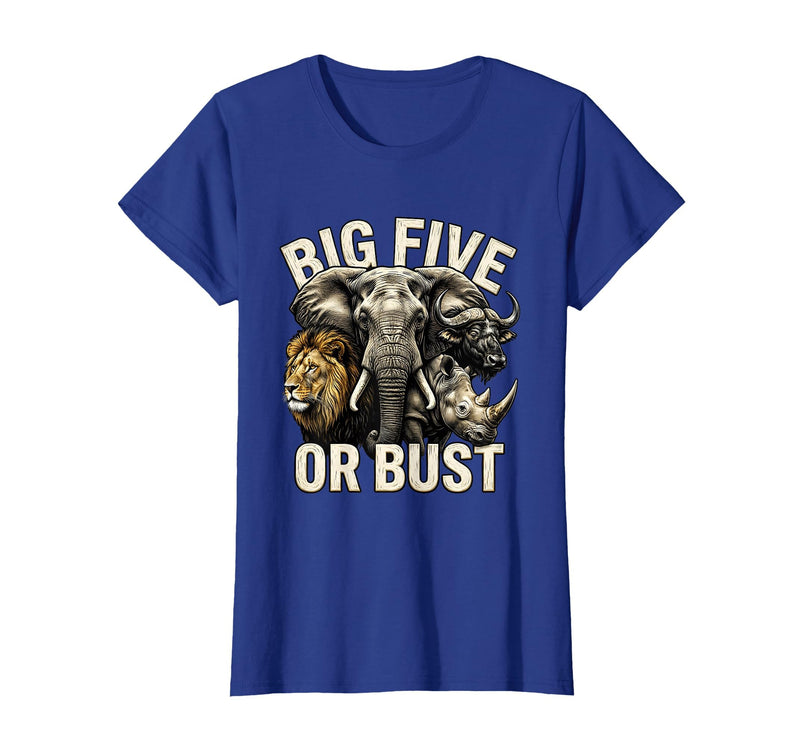 Mademark Big Five or Bust Safari Wildlife Design T-Shirt - Women - Royal Blue
