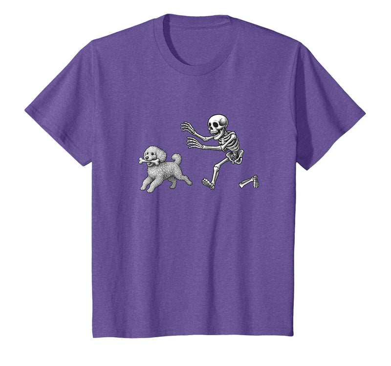 Funny Halloween Dog Lovers Gift Tees Skeleton Dogs Funny Skeleton Chasing Goldendoodle Dog Halloween Dogs Lover T-Shirt -