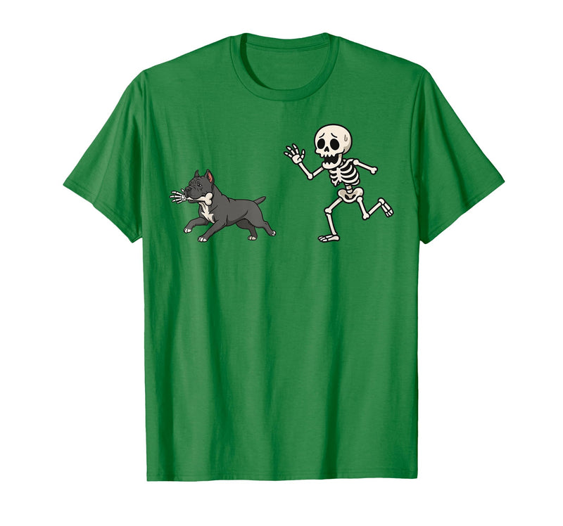 Pitbull Halloween Costume Funny Pitbull Skeleton Hand Halloween T-Shirt - Kelly Green
