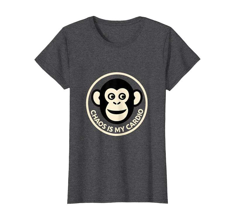Mademark Chaos Is My Cardio Funny Monkey Design T-Shirt - Women - Dark Heather Grey