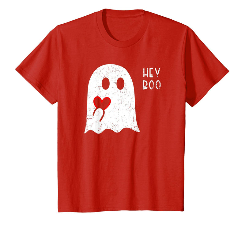 Halloween Ghosts & Stuff Clothing Hey Boo Ghost Heart Hand Sign Cute Halloween Spooky Season T-Shirt - Red