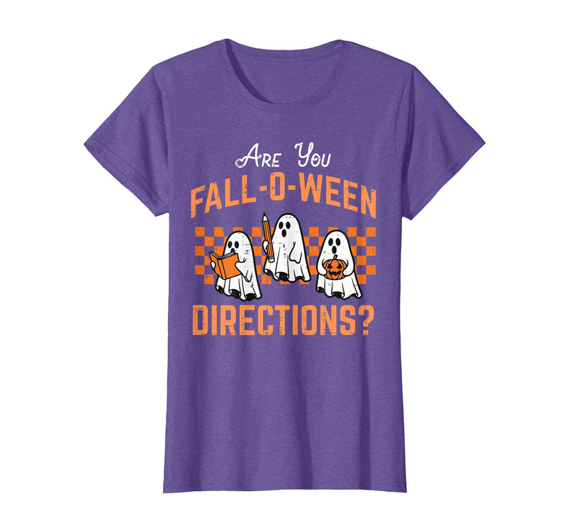Halloween Shirts For Women Men Kids Boys Girls are You Falloween Directions Funny Halloween Teacher Teach T-Shirt - Purple