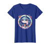 Mademark Shark Circling Woman on Reef Illustration T-Shirt - Royal Blue