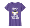 Vulgar Halloween Tee Shop Boo Motherfucker Funny Beer Drinking Ghost Adult Halloween T-Shirt - Purple Heather