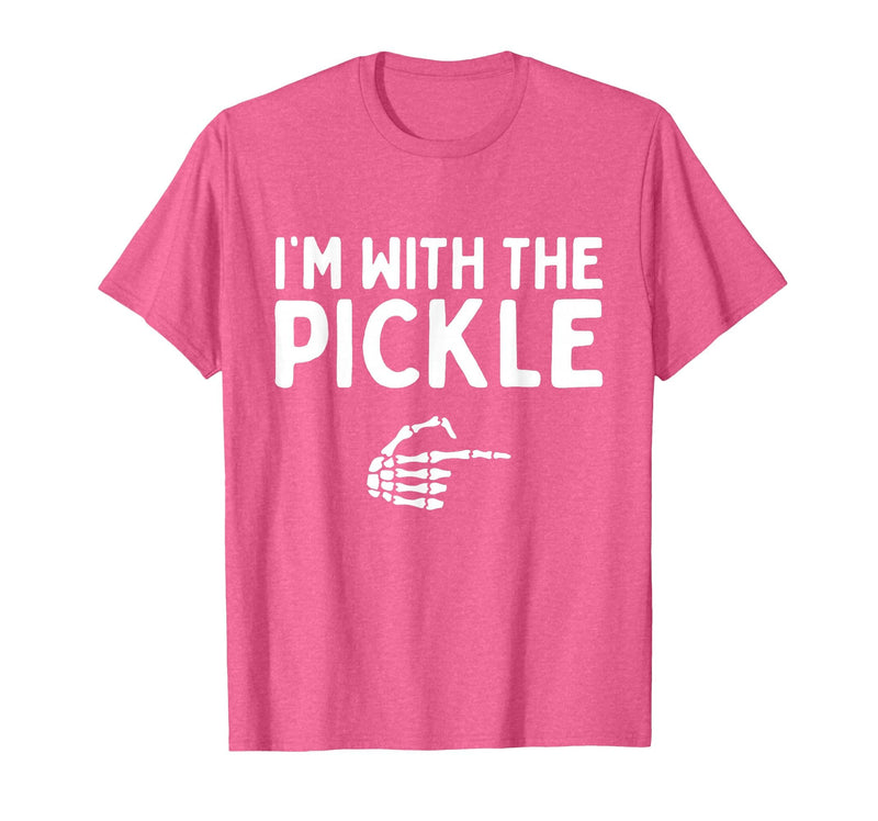 Funny Halloween Costume Holiday Party Gift I'm with The Pickle Funny Halloween Costume Matching Couples T-Shirt - Pink