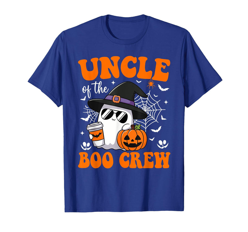 Halloween Family Matching Costume Boo Ghost Tee. Uncle Boo Crew Groovy Ghost Matching Family Halloween T-Shirt - Royal Blue