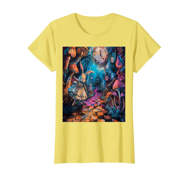 Alice in Wonderland Rabbit House T-Shirt in Lemon Yellow