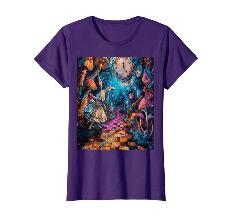 Alice in Wonderland Rabbit House T-Shirt in Purple