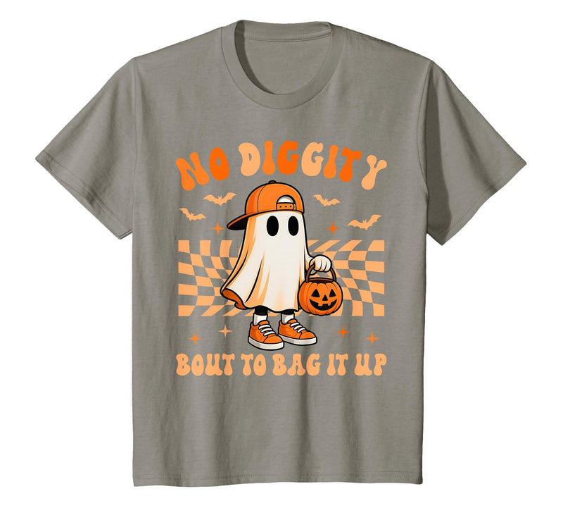 Ghost No Diggity Bout To Bag It Up Halloween Ades Ghost No Diggity Bout to Bag It Up Halloween Toddler Kids T-Shirt - Slate