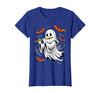 Ghost Halloween Lover Gift Co. Boo Ghost Playing Flute Halloween Musical Instrument T-Shirt - Royal Blue