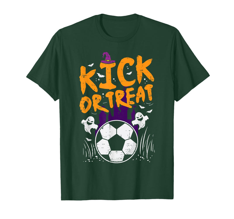 Halloween Shirts For Women Men Kids Boys Girls Halloween Soccer Kick Or Treat Football Costume Boys Kid Men T-Shirt - Dark
