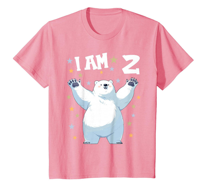 2 years old 2nd birthday Polar Bear Kids 2 Years Old 2 Birthday Polar Bears Boy Girl Polar Bear T-Shirt - Pink