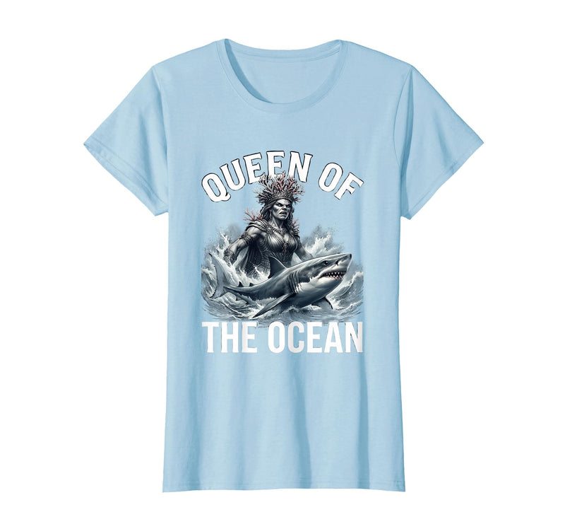 Mademark Queen of the Ocean Shark Design T-Shirt - Baby Blue