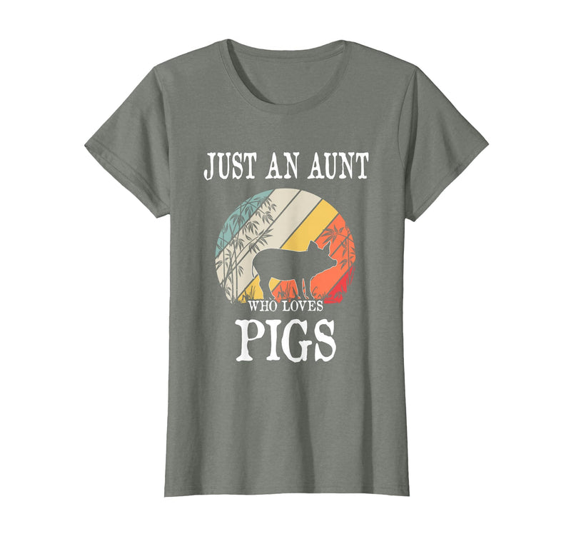Pigs Lover Gift Co. Just an Aunt Who Loves Pigs T-Shirt - Olive Heather