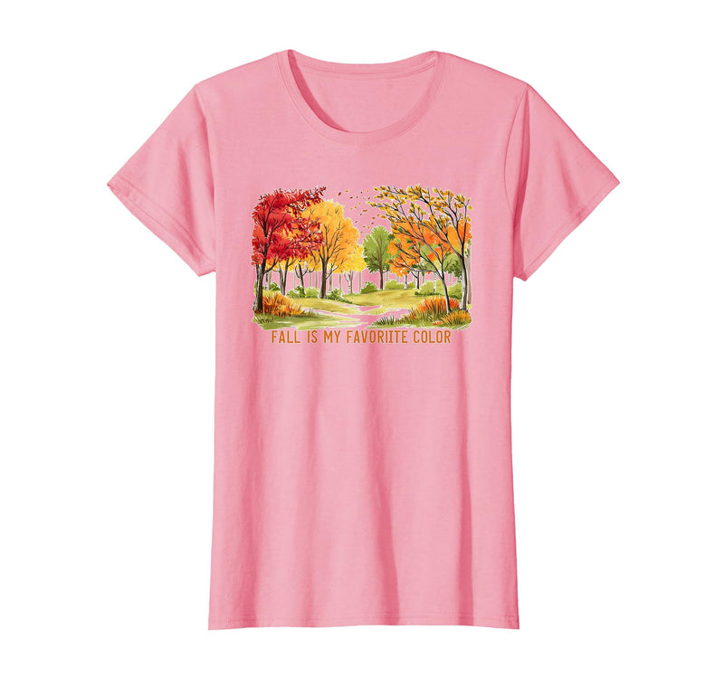 Halloween spooky fall autumn shirts Fall is My Favorite Color Season Leaves Halloween Fun T-Shirt - Pink