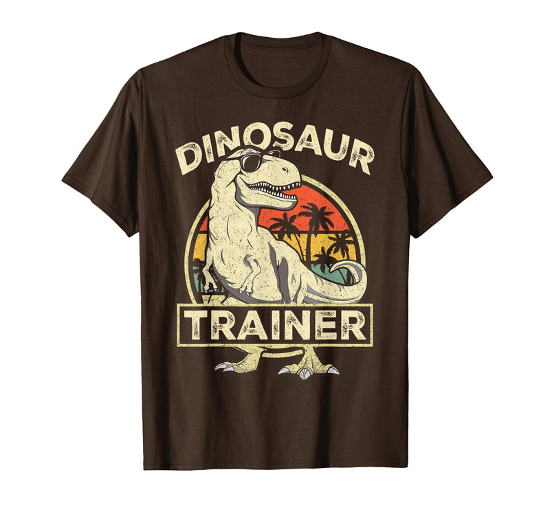 Dinosaur Trainer Halloween Vintage Dinosaur Trainer Halloween Costume Retro Dino Outline T-Shirt - Brown