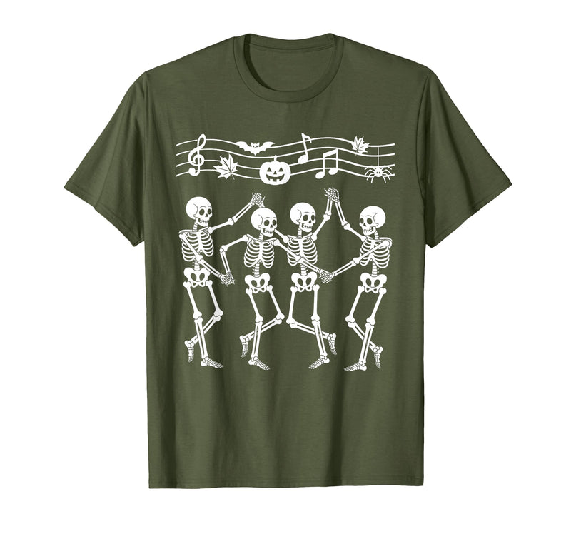 Dancing Skeletons Halloween Party Music Shirts Spooky Skeletons Symphony Halloween Dance Music Men Women T-Shirt - Olive