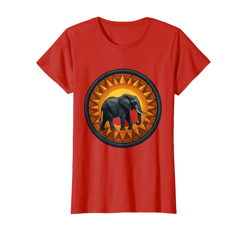 Mademark Elephant Silhouette Giant Sunset Graphic T-Shirt - Women - Red