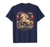 Chinese New Year 1990 Birthday Fortune Prosper Red Festive 2026 Horse Lady Crazy Wild Soul Calm Heart Lunar T-Shirt - Navy Blue