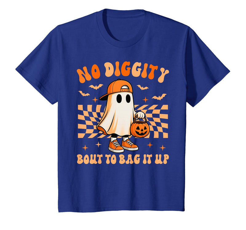 Ghost No Diggity Bout To Bag It Up Halloween Ades Ghost No Diggity Bout to Bag It Up Halloween Toddler Kids T-Shirt - Royal
