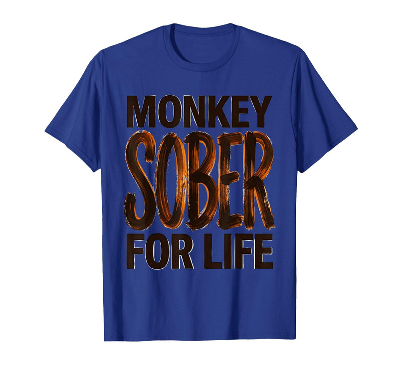 Mademark Monkey Sober For Life Funny Sobriety Design T-Shirt - Men - Royal Blue