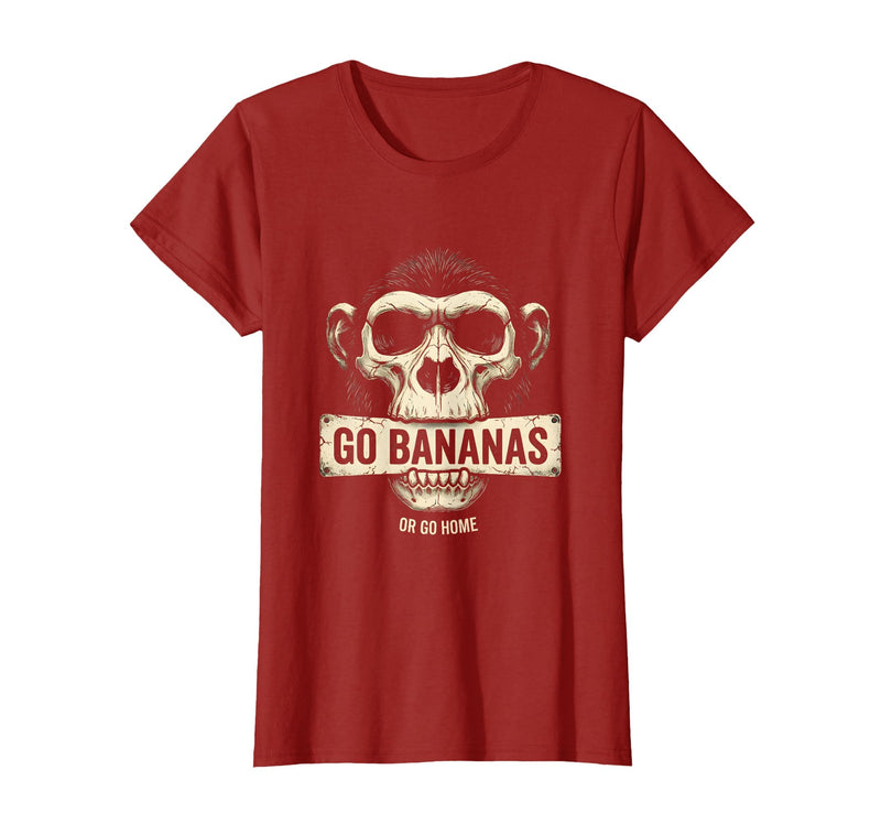 Mademark Go Bananas or Go Home Funny Monkey Design T-Shirt - Women - Cranberry Red
