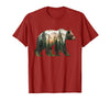 Bear Designs. Bear Forest Mountains Trees Nature Sunset Outdoor Graphic T-Shirt - Cranberry Red