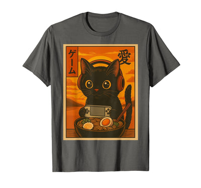 Retro Japanese Style Gaming Cat Anime Cute Kawaii Gamer Cat Ramen Retro Japanese Art T-Shirt