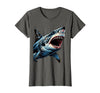 Mademark Shark With Anchor Tattoo Art Graphic Design T-Shirt - Asphalt Grey