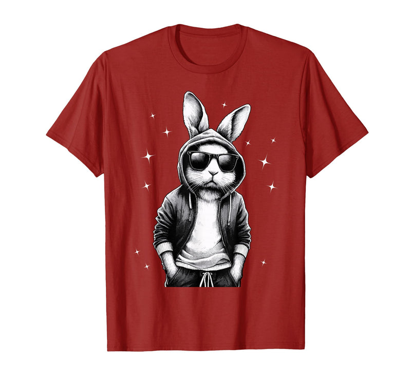 Bunny Face with Sunglasses Rabbit for Boys Men Kids T-Shirt in Cranberry Red