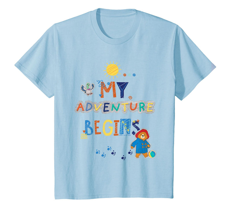 Paddington Bear & Pigeonton My Adventure Begins Kids T-Shirt - Baby Blue