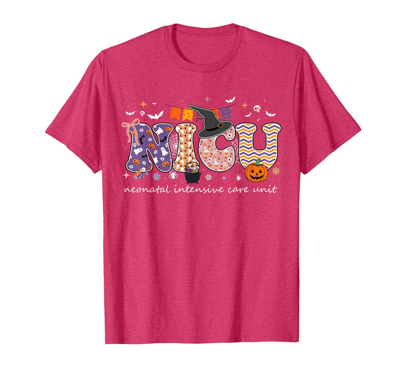 Halloween NICU Nurse Neonatal Intensive Care Neonatal Intensive Care Unit Coquette NICU Nurse Halloween T-Shirt - Red Heather