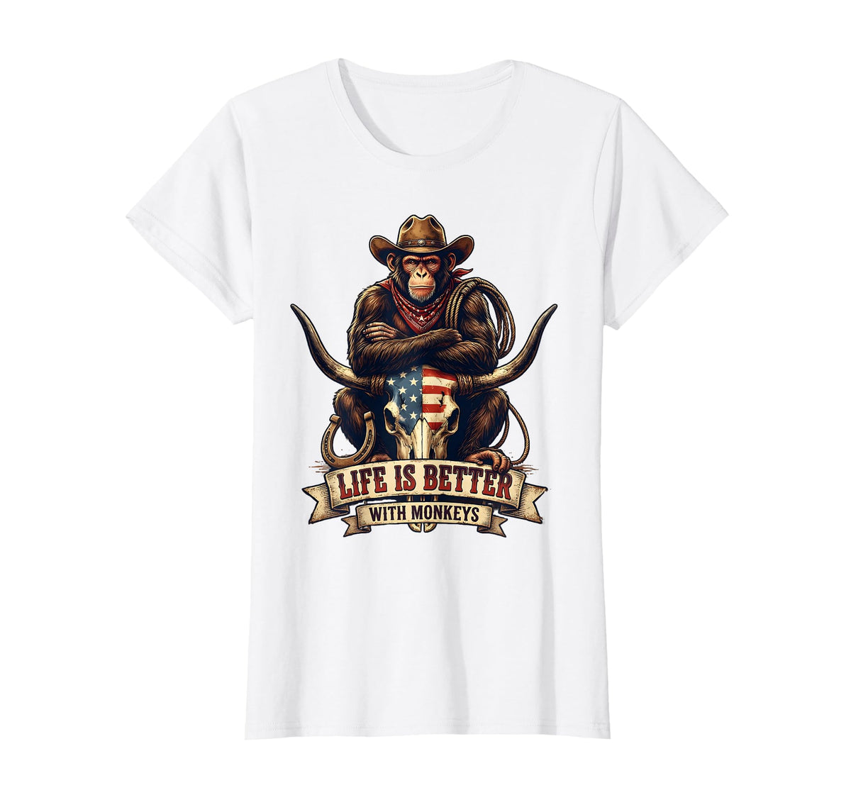 Mademark Life Is Better With Monkeys Fun Primate Design T-Shirt - Women - White