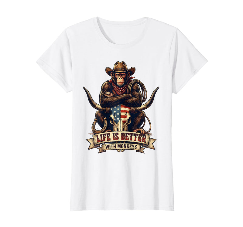 Mademark Life Is Better With Monkeys Fun Primate Design T-Shirt - Women - White