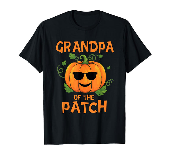 Pumpkin Patch by Blink Imprints Pumpkin Grandpa of the Patch T-Shirt Family Halloween Tee T-Shirt - Black