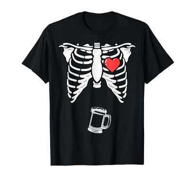 Funny Halloween Shirts Lazy Costume Party Skeleton Pregnancy Beer Shirt Xray Halloween Soon to Be Dad T-Shirt