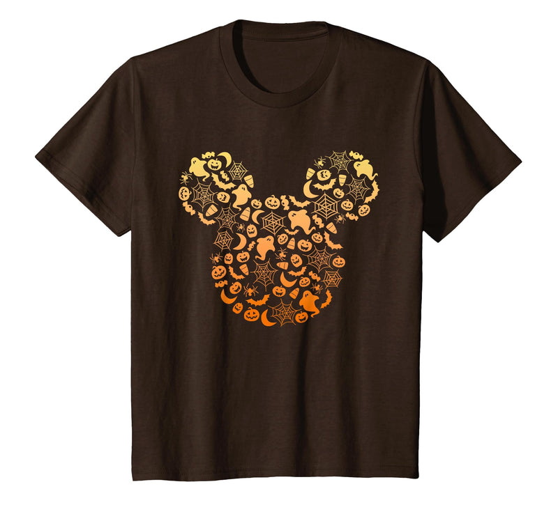 Disney Mickey Mouse Halloween Ghosts & Pumpkins Gradient T-Shirt - Brown
