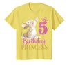 Kids 5th Birthday Rabbit Princess Girl Bunny 5 Years Old T-Shirt in Lemon Yellow
