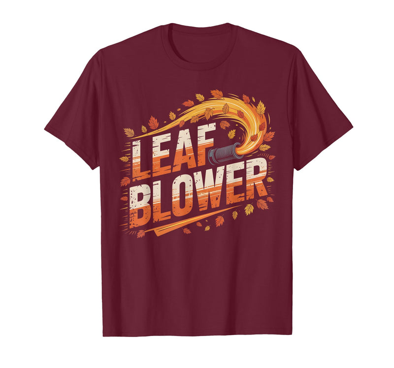Funny Leaf Blower Fall Costume Couple Halloween Tee T-Shirt - Burgundy