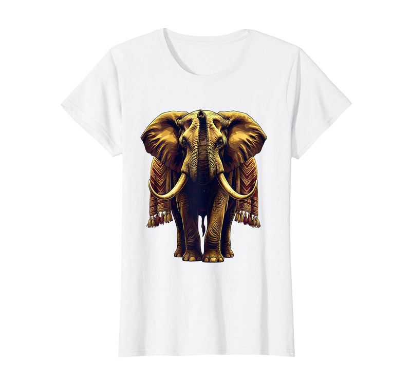 Mademark Ornate Parade Elephant Illustrated Graphic T-Shirt - Women - White